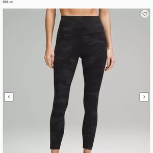 Lululemon Wunder Train 25” NWOT Sz 8, Black Camo